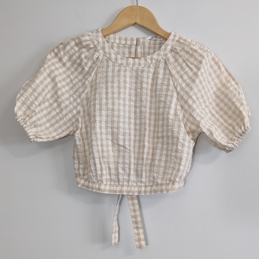 Ardene Gingham Puff Sleeve Blouse XS